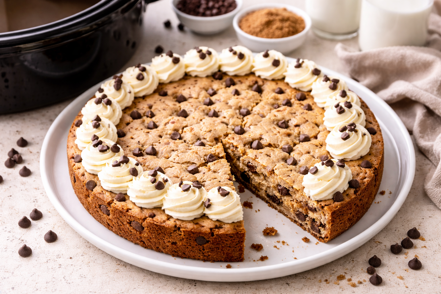 Crockpot Chocolate Chip Cookie Cake