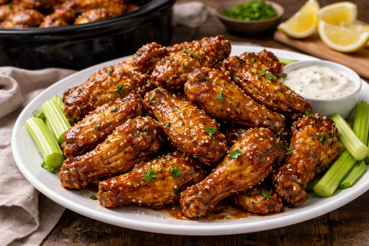 Crockpot Honey Garlic Chicken Wings